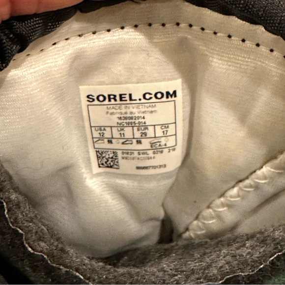 Sorel Flurry Snow Winter Boots Youth Size 12 in Blue & Black w/ Felt Lining GUC - Picture 4 of 11